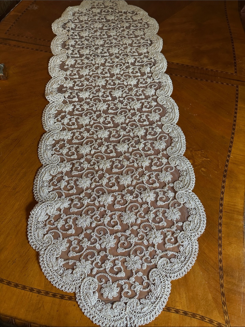 NEW Ivory Lace Table Runner - Elegant Home Dining Accent
